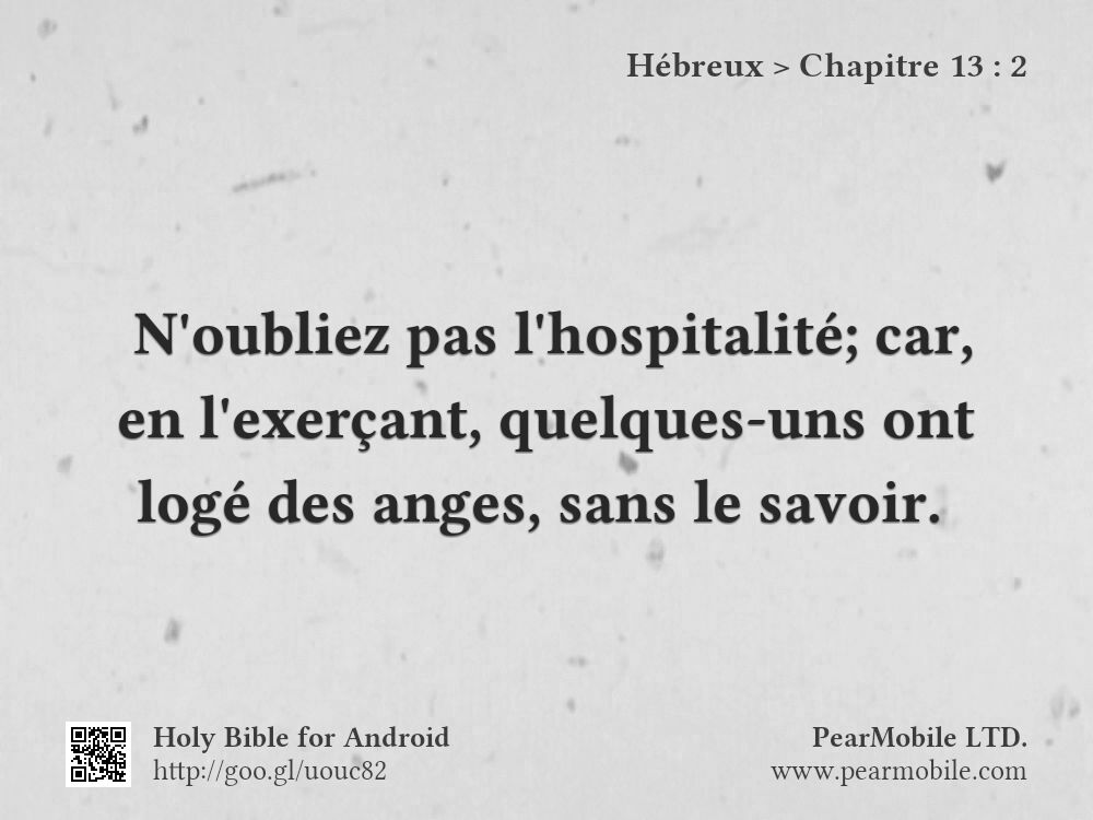 Hébreux, Chapitre 13:2